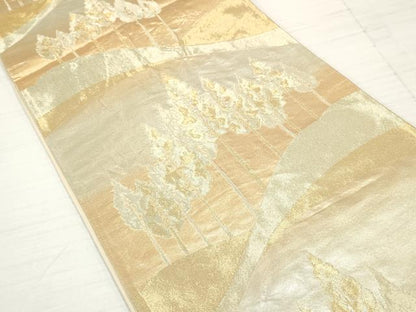 平和屋着物◎六通柄袋帯 樹林文 金糸 正絹 逸品 DABA3158qa