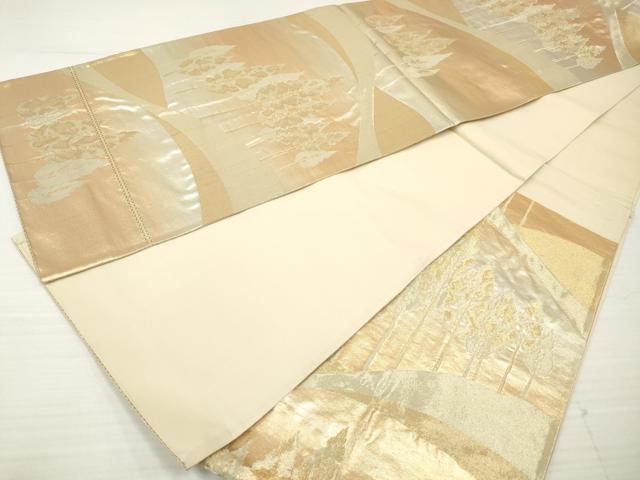 平和屋着物◎六通柄袋帯 樹林文 金糸 正絹 逸品 DABA3158qa