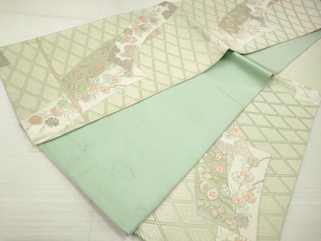 平和屋着物◎六通柄袋帯 唐織 葛帯宝尽くし花文 短冊 金銀糸 正絹 逸品 DABA3161qa