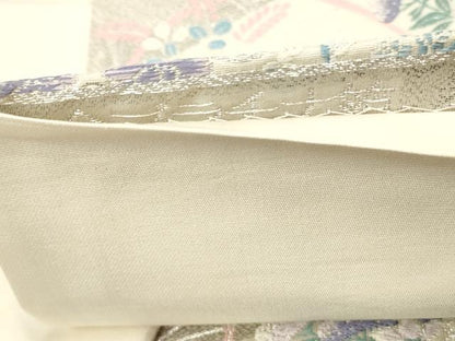 平和屋着物◎六通柄袋帯　唐織　流水花華文　プラチナ箔　正絹　逸品　DABA3165qa