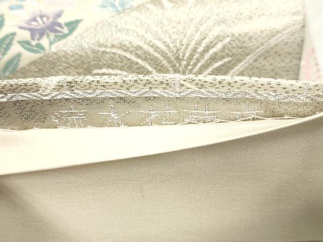 平和屋着物◎六通柄袋帯　唐織　流水花華文　プラチナ箔　正絹　逸品　DABA3165qa