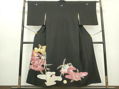 平和屋着物■豪華黒留袖　鳳凰花文　金銀糸　正絹　逸品　DABA3229qa