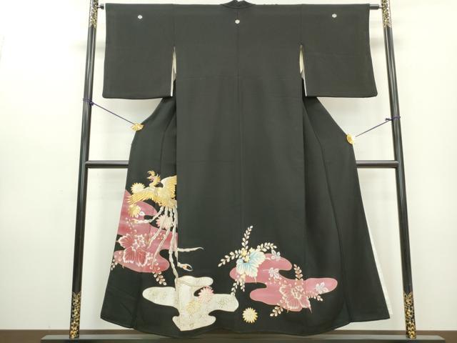 平和屋着物■豪華黒留袖　鳳凰花文　金銀糸　正絹　逸品　DABA3229qa