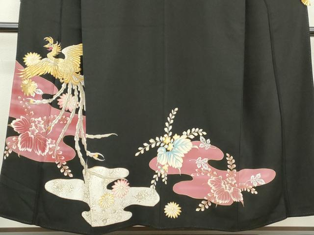 平和屋着物■豪華黒留袖　鳳凰花文　金銀糸　正絹　逸品　DABA3229qa