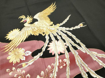 平和屋着物■豪華黒留袖　鳳凰花文　金銀糸　正絹　逸品　DABA3229qa