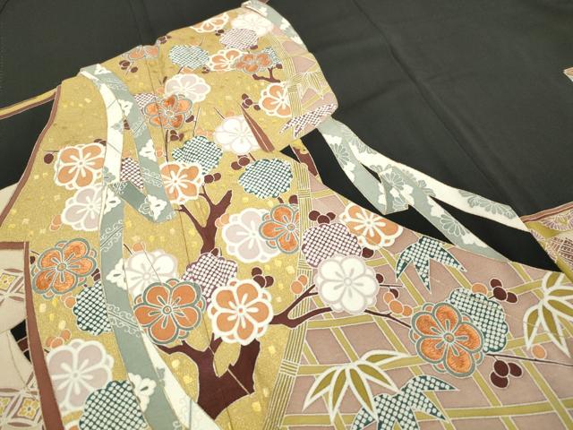 平和屋着物■豪華黒留袖 刺繍 几帳舞花文 松竹梅 金彩 正絹 逸品 DABA3287qa
