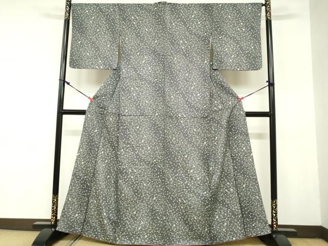 平和屋着物■上質な小紋　舞花文　黒地　正絹　逸品　DABA3293qa