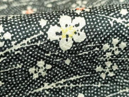 平和屋着物■上質な小紋　舞花文　黒地　正絹　逸品　DABA3293qa