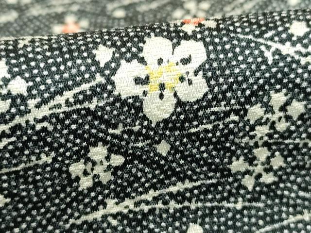 平和屋着物■上質な小紋　舞花文　黒地　正絹　逸品　DABA3293qa