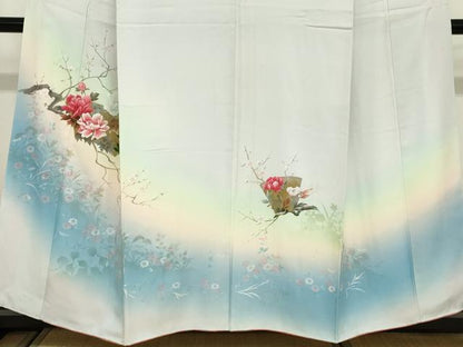 平和屋着物■訪問着　手描き　枝花文　暈し染め　金彩　正絹　逸品　DABA3321qa