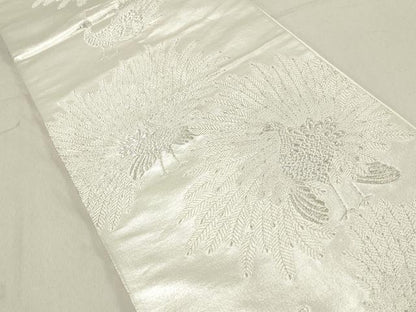 平和屋着物◎六通柄袋帯 孔雀文 銀糸 正絹 逸品 DABA3369qa