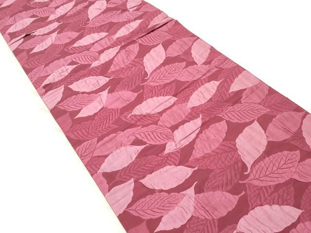 平和屋着物◎六通柄袋帯 ふくれ織 葉尽くし文 正絹 逸品 DABA3372qa