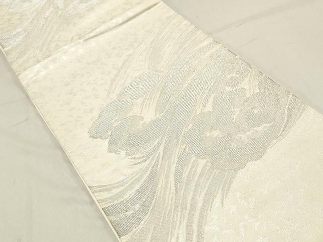 平和屋着物◎六通柄袋帯 立波文 銀糸 正絹 逸品 DABA3382qa