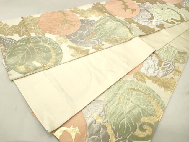 平和屋着物◎六通柄袋帯　花丸文　金銀糸　正絹　逸品　DABA3395qa