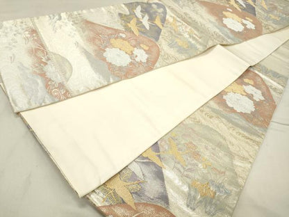 平和屋着物◎六通柄袋帯　遠山寿秋文　金銀糸　正絹　逸品　DABA3403qa