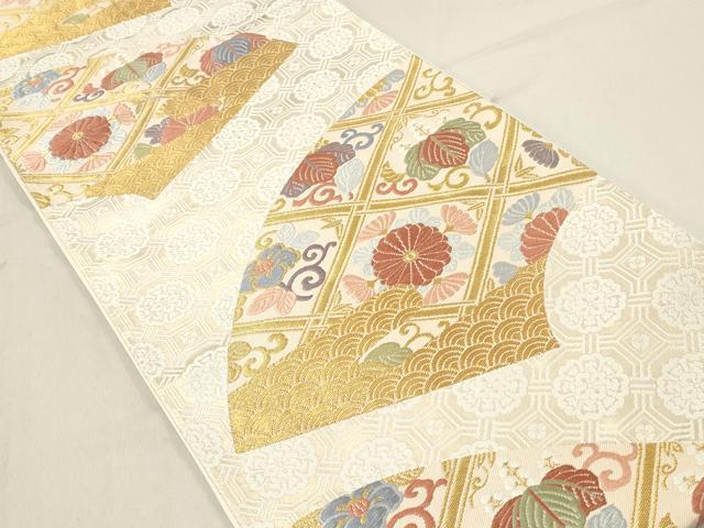 平和屋着物◎六通柄袋帯　唐織　地紙天井花文　金糸　正絹　逸品　DABA3411qa