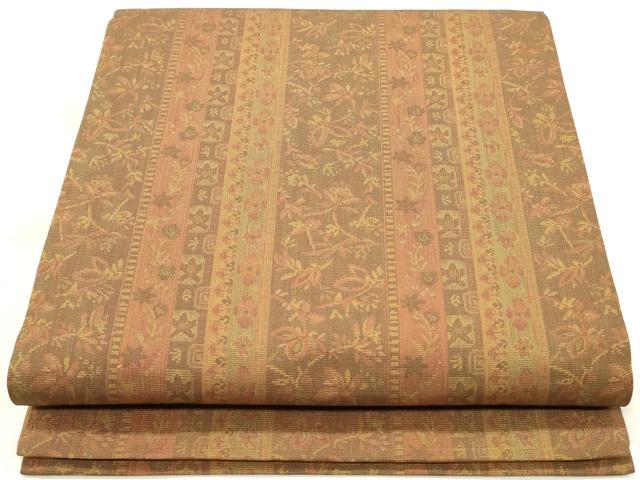 平和屋着物◎六通柄袋帯　更紗花間道　正絹　逸品　DABA3415qa