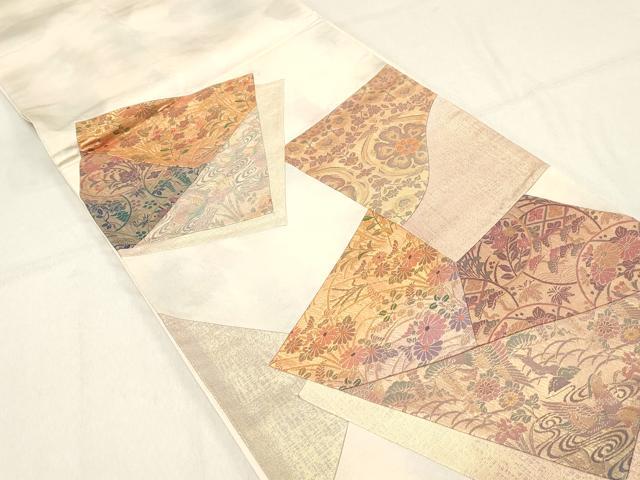 平和屋着物◎太鼓柄袋帯　切嵌　花鳥丸文　金糸　正絹　逸品　DABA3460qa