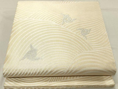 平和屋着物◎両面 全通柄袋帯 立波文 金銀糸 正絹 逸品 DABA3464qa