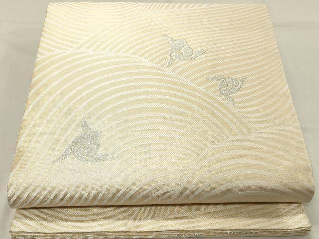 平和屋着物◎両面 全通柄袋帯 立波文 金銀糸 正絹 逸品 DABA3464qa