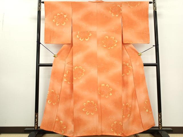 平和屋着物■上質な小紋　ろうけつ染め　舞花文　暈し染め　正絹　逸品　DABA3466qa