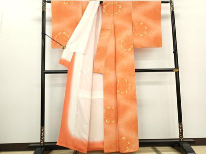 平和屋着物■上質な小紋　ろうけつ染め　舞花文　暈し染め　正絹　逸品　DABA3466qa