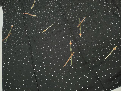 平和屋着物■上質な小紋　簪　霞文　黒地　金彩　正絹　逸品　DABA3481qa