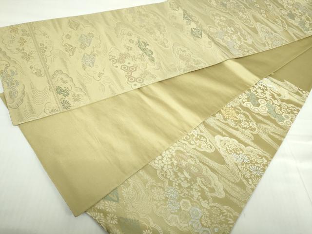 平和屋着物◎六通柄袋帯　流水花鳥文　鳳凰　金銀糸　正絹　逸品　DABA3507qa