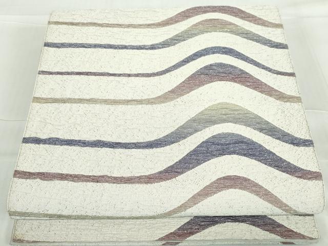 平和屋着物◎六通柄袋帯 ふくれ織 横段文 金銀糸 正絹 逸品 DABA3518qa