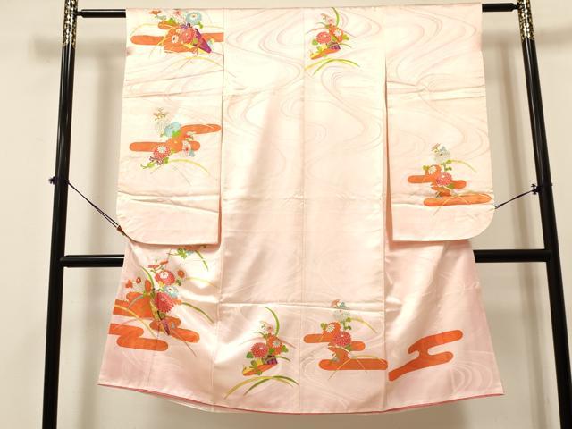 平和屋着物[]七五三　女の子　７歳　祝着　四つ身　駒刺繍　エ霞花文　金彩　逸品　DABA3521ma