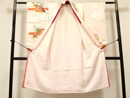 平和屋着物[]七五三　女の子　７歳　祝着　四つ身　駒刺繍　エ霞花文　金彩　逸品　DABA3521ma