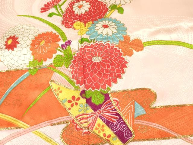 平和屋着物[]七五三　女の子　７歳　祝着　四つ身　駒刺繍　エ霞花文　金彩　逸品　DABA3521ma