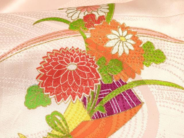 平和屋着物[]七五三　女の子　７歳　祝着　四つ身　駒刺繍　エ霞花文　金彩　逸品　DABA3521ma