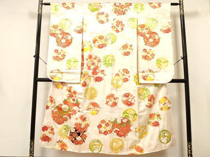 平和屋着物∵女の子 十三参り 子供 祝着 駒刺繍 花丸文 金彩 逸品 DABA3523ma