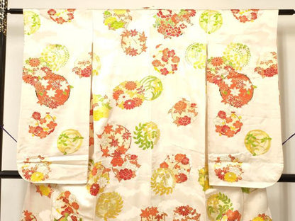 平和屋着物∵女の子 十三参り 子供 祝着 駒刺繍 花丸文 金彩 逸品 DABA3523ma
