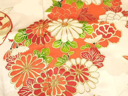 平和屋着物∵女の子 十三参り 子供 祝着 駒刺繍 花丸文 金彩 逸品 DABA3523ma