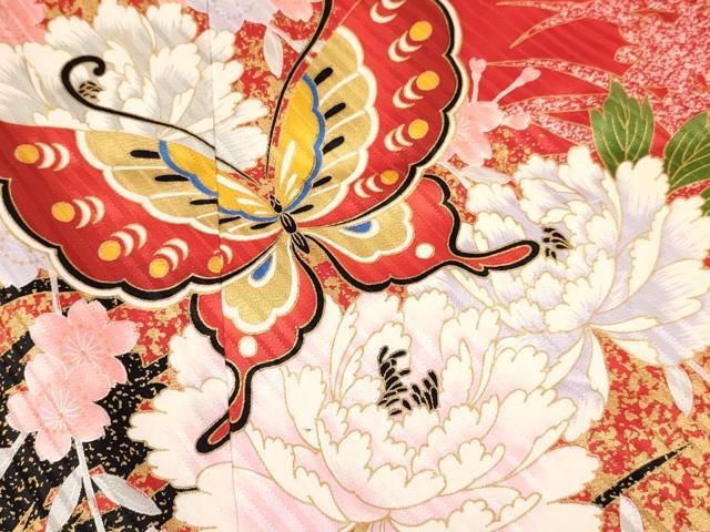 平和屋着物[]七五三　女の子　３歳　祝着　三つ身　花蝶文　金彩　逸品　DABA3525ma