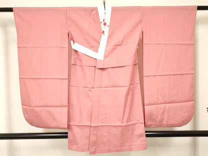 平和屋着物[]子供　女の子　長襦袢　単衣　薄紅色　半衿刺繍　DABA3531ma
