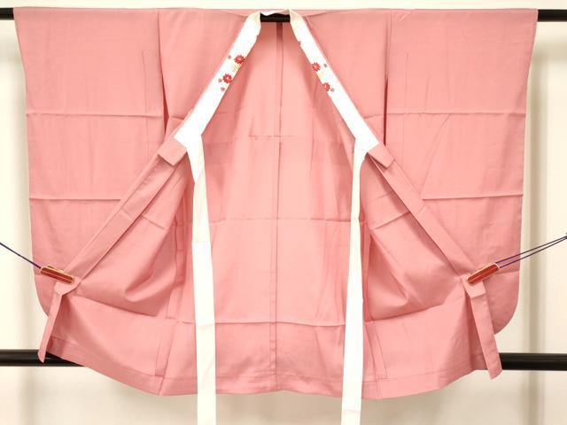 平和屋着物[]子供　女の子　長襦袢　単衣　薄紅色　半衿刺繍　DABA3531ma