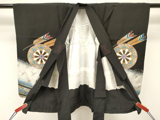 平和屋着物[]七五三　子供　男の子　祝着　龍　兜　矢羽源氏車文　暈し染め　金銀彩　逸品　DABA3534ma