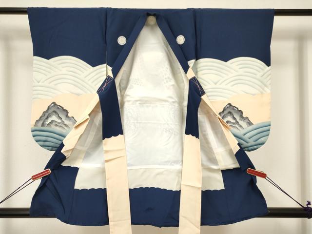 平和屋着物[]七五三　男の子　祝着・長襦袢(袷)セット　作家物　鷹　鷲　立波文　金彩　逸品　DABA3537ma