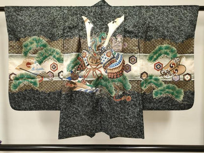 平和屋着物[]七五三　男の子　祝着・羽織・長襦袢(単衣)・行灯袴・小物セット　龍　兜　矢羽松文　暈し染め　金彩　DABA3539ma