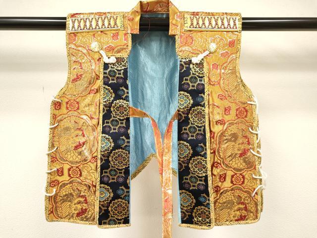 平和屋着物[]七五三　男の子　陣羽織・行灯袴・小物セット　龍　亀甲花文　金糸　DABA3543ma