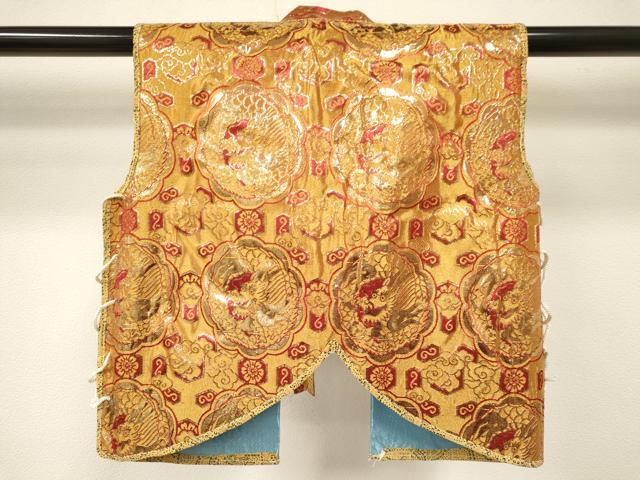 平和屋着物[]七五三　男の子　陣羽織・行灯袴・小物セット　龍　亀甲花文　金糸　DABA3543ma