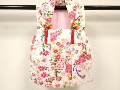 平和屋着物[]七五三　女の子　３歳　祝着　三つ身　長襦袢(単衣)・被布・小物セット　鞠花文　暈し染　金彩　箱付　洗える着物　DABA3547ma