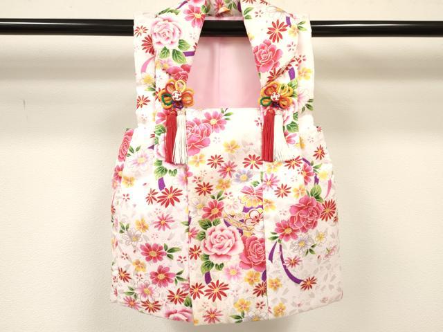 平和屋着物[]七五三　女の子　３歳　祝着　三つ身　長襦袢(単衣)・被布・小物セット　鞠花文　暈し染　金彩　箱付　洗える着物　DABA3547ma