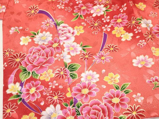 平和屋着物[]七五三　女の子　３歳　祝着　三つ身　長襦袢(単衣)・被布・小物セット　鞠花文　暈し染　金彩　箱付　洗える着物　DABA3547ma