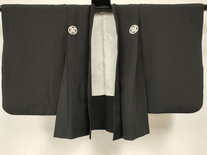 平和屋着物[]七五三　男の子　着物・黒紋付羽織・長襦袢(単衣)・行灯袴・小物セット　箱付き　DABA3555ma
