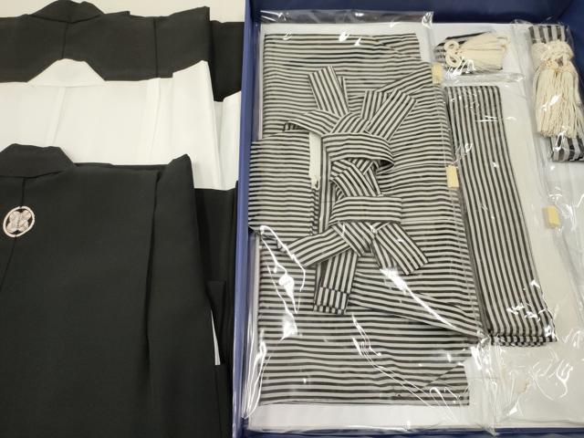 平和屋着物[]七五三 男の子 着物・黒紋付羽織・長襦袢(単衣)・行灯袴・小物セット 箱付き DABA3556ma