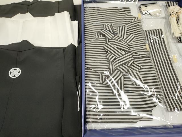 平和屋着物[]七五三　男の子　着物・黒紋付羽織・長襦袢(単衣)・行灯袴・小物セット　箱付き　DABA3558ma